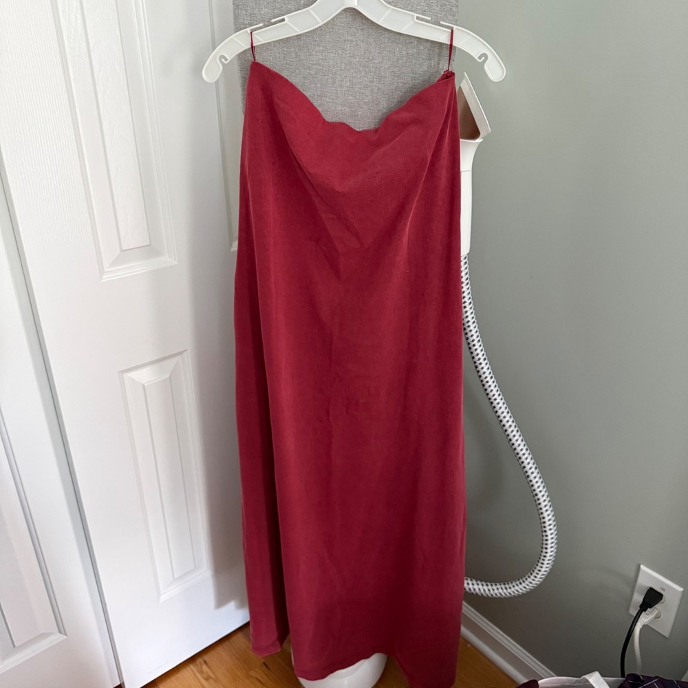 Zara Dusty Rose Cowl Neck Maxi Dress L Draped Slip 90s Minimalist Romantic